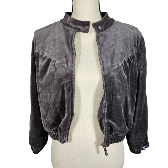 Rare Vintage Inspired Ecko Red Velour Bomber Jacket,JrLarge/WomenSM, Grey/Silver - Picture 2 of 15